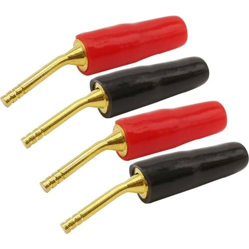 4Pcs/lot Small 2mm Banana Plug Angle Pin Connector Screw Lock Terminals Wiring Audio Hi-fi Speaker Adapter