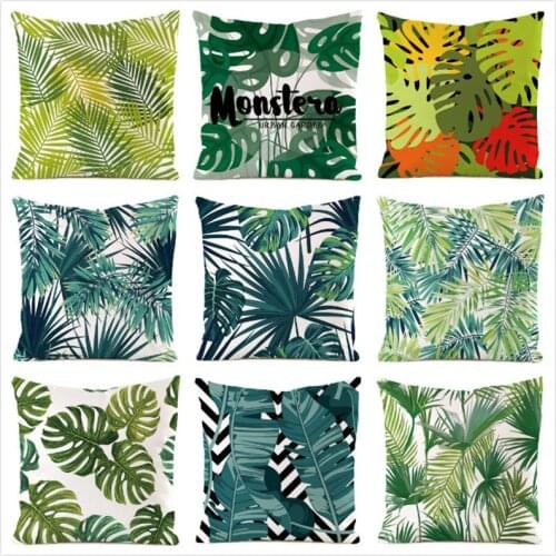 45cm*45cm **Monstera** Inimitated Silk Fabric Throw Pillow Covers Couch Cushion Cover Home Decorative Pillows Pillow Case