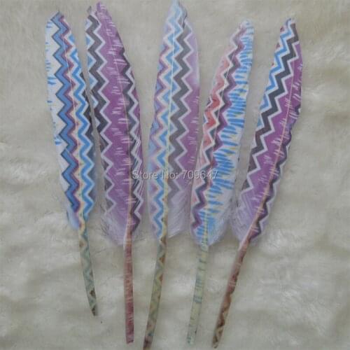 50PCS/lot!Goose feathers with Wave pattern Print Craft Duck Feathers for millinery,wedding,supplies,9-15cm