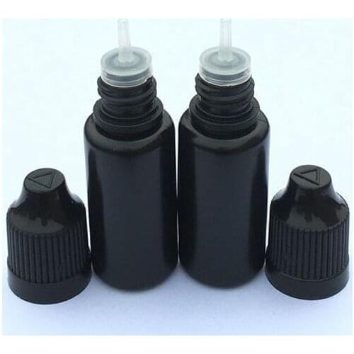 500pcs 10ml Empty Black PE Soft Plastic Dropper Bottle With Childproof Cap E Liquid Vial
