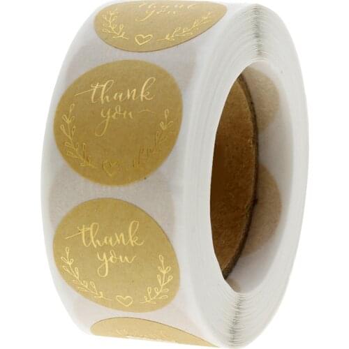 100-500pcs 1 Inch Thank You Stickers Gold Foil Seal Labels Wreath Wedding Party Favors Envelope Supplies Stationery Stickers