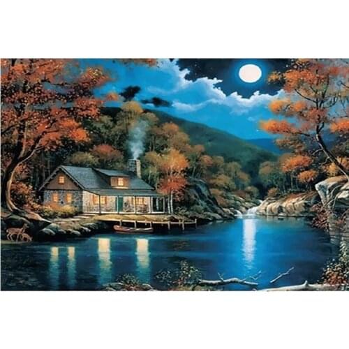DIY 5D Diamond Painting Cross Stitch Handmade Embroidery Patterns Wall Sticker Mosaic Lakeside Home Decor Full Square Drill