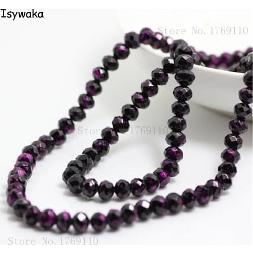 Isywaka Fashion 4x6mm 50pcs Rondelle Austria faceted Crystal Glass Beads Loose Spacer Round Beads for Jewelry Making No.95R6