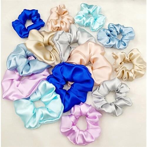 Free shippping Fashion women elegant 6cm width pure silk hair scrunchies cute gum OL basic Hair Tie Ponytail Holder