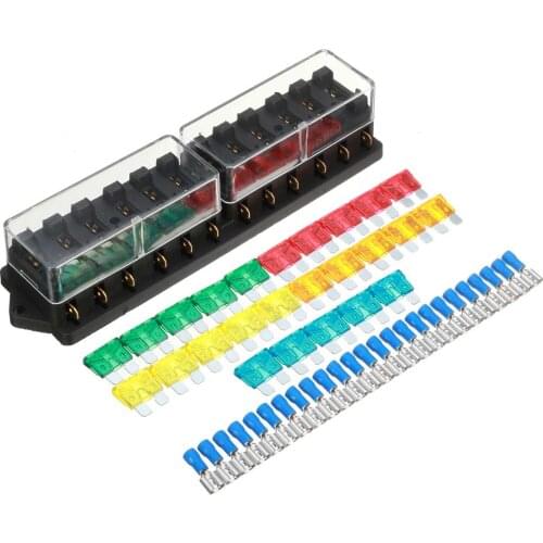 Car Boat Auto 32V 12 Way Terminals Circuit Insert ATC ATO Blade Fuse Box Block Holder