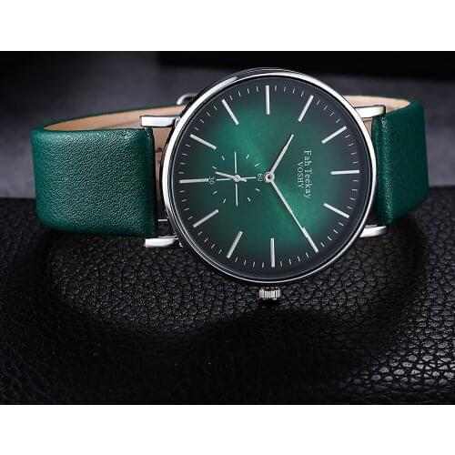 Women Men Watches Leather Fashion Casual Simple Black Green Ladies Bracelet Clock Alloy Quartz Wrist Watch Relogio Feminino