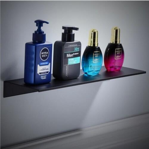 Black Bathroom Shelves Kitchen Wall Shelf Shower Shampoo Storage Rack Bathroom Accessories 30-50cm Lenght Floating Shelf