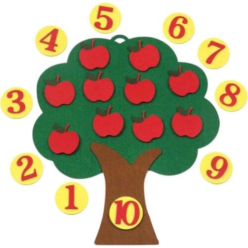 Apple Tree Match Digital Teaching Toy Non-Woven Puzzle Creative Toy Kindergarten Interactive Game Kids Math Toy