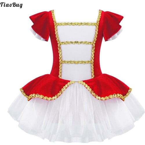 Kids Girls Square Neck Short Sleeves Patchwork Jumpsuit Red Dress With Sequins Adorned Mesh Hem For Party Dance Christmas