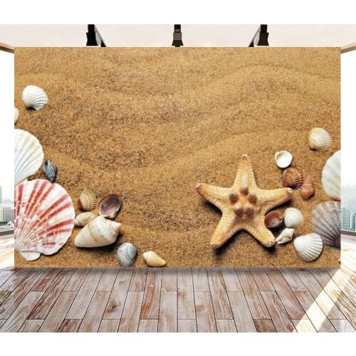 Sandy Beach Starfish and Shells Backdrops Artistic Photos Background Decorations for Beach Holiday Theme Photography Props