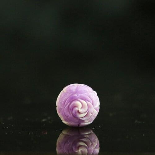 Hot purple artificial shell 10mm 12mm round carving flower ball diy jewelry accessories beads 5pcs B900