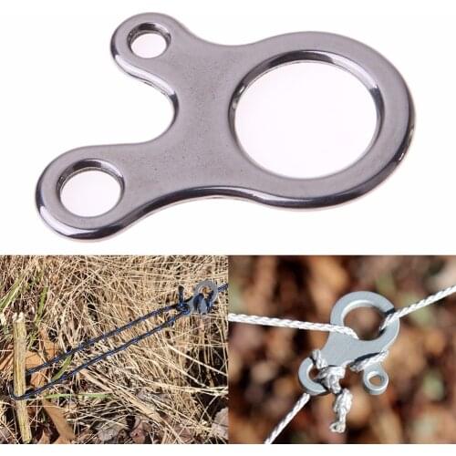 4pcs Stainless Steel Carabiner Wire Rope Tightener EDC Tool Fast Tied Rope Cord Fastener non-slip Camping tent rope buckle
