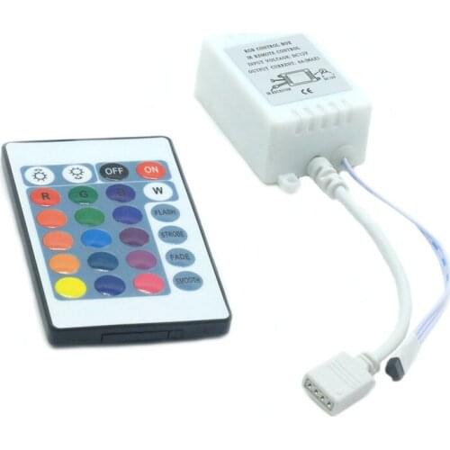 24 Keys LED RGB Controller DC12V 6A IR Remote Controller for SMD 3528 5050 RGB LED Strip Lights for Indoor or Outdoor Decoration