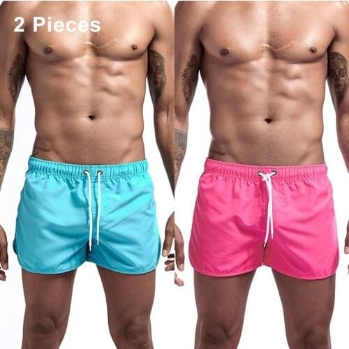 2 Pieces Men Swimsuit Beach Sport Swim Trunks Mens Surf Swimming Shorts For Men Swimwear Boxer Quick Drying Briefs Summer