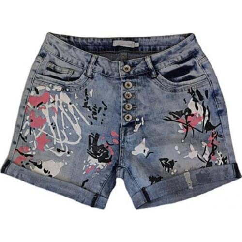 Soft Trendy Ripped Hole Pockets Denim Shorts All-matched Summer Shorts Multi-breasted for Party