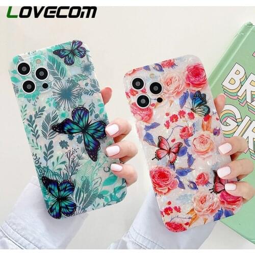 Dream Shell Cute Flowers & Butterfly Phone Case For iPhone 11 12 13 Pro Max XS Max XR X 8 7 Plus Camera Protection Soft Bumper