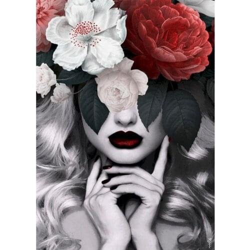 GATYZTORY Frameless Red and White Flower Girl DIY Painting By Numbers Modern Handpainted Calligraphy Painting For Home Decor