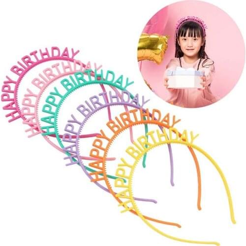 Happy Birthday Party Hat Hair Hoop Colorful Decoration Kids Girls Hair Clasp Ornaments Birthday Decoration Hair Accessories