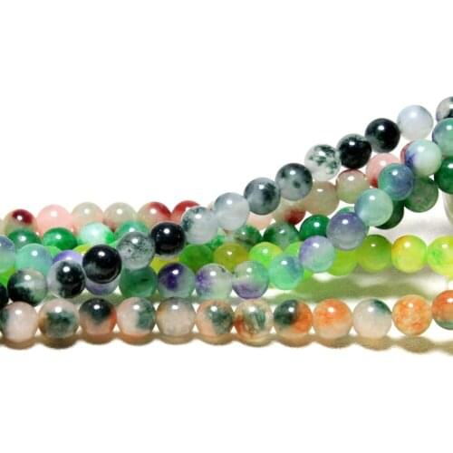 Wholesale 8 mm 8 Type Natural White Stone Round Beads Dye Color Pattern For Jewelry Making DIY Bracelet Necklace Strand 15