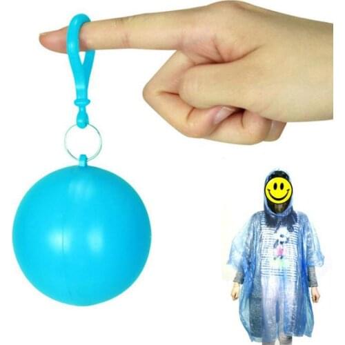 Outdoor Portable Raincoat Ball Disposable Raincoat Camping Fishing Tourism Emergency Poncho Keychain