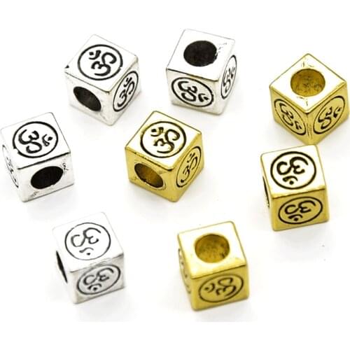 12pcs/lot Fashion jewelry Metal enamel om 3d beads charms for jewelry making 8*8mm
