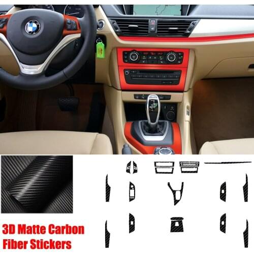 Full Set Interior Carbon Fiber Center Console Durable Wrap Protector Vinyl Decoration Sticker For BMW X1 2012-2015