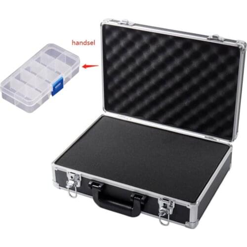Portable aluminum alloy toolbox suitcase File box instrument box Impact resistant safety case storage box With lock With sponge