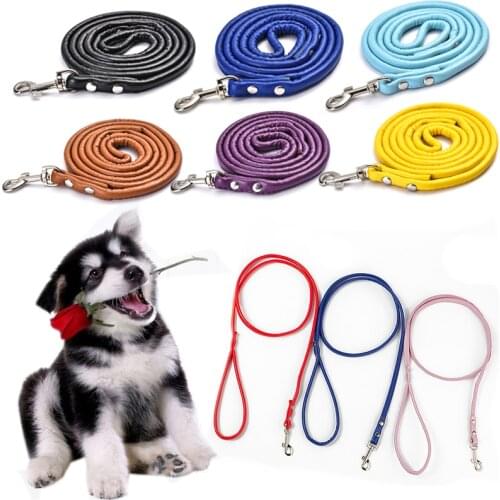 New 1cm Pet Dog Leash Rope PU Adjustable Training Lead Pet Dog Leash Small Dog Strap Rope Traction Dog Harness Collar Lead