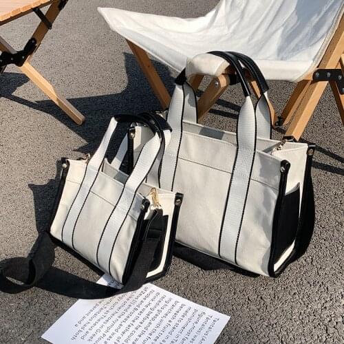 Casual Canvas Women Handbags Fashion Letters Shoulder Crossbody Bags Female Large Capacity Tote bags Leather Patchwork Bag 2021