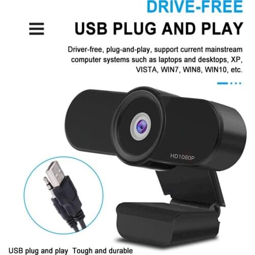Q8 Webcam 1080P Full HD Web Camera Built-in Microphone USB Plug Web Cam For PC Computer Mac Laptop Desktop YouTube Skype