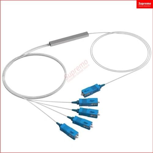 SC/UPC Fiber Optical PLC Splitter SC 1 X 4 Mini Steel Tube Type 1x4 0.9mm Fiber Opitc Splitter Micro-Enclosed Splitter