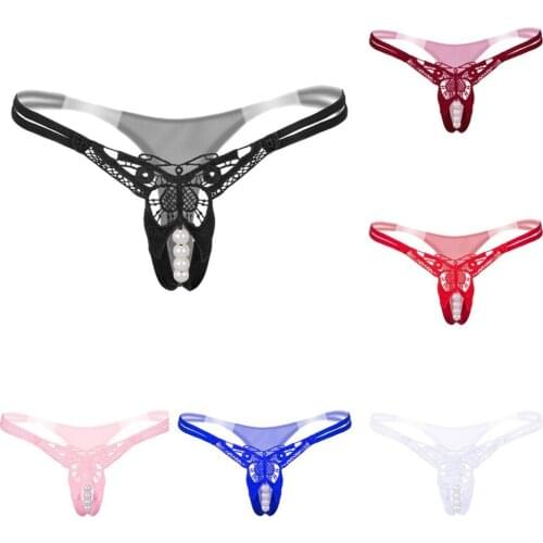 Hot Sexy Faux Pearl String Massage Open Crotch Underwear Briefs Lady G-String