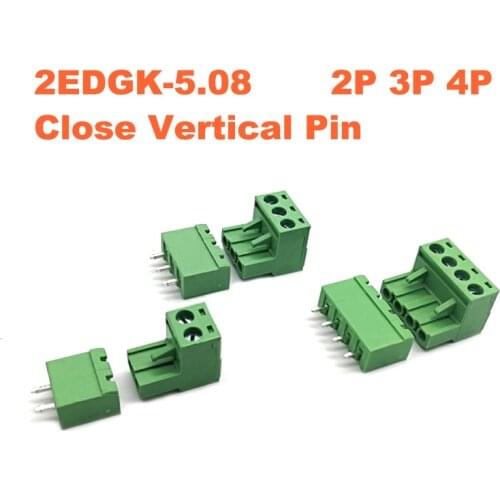 Pitch 5.08mm 2P 3P 4P Screw Plug-in PCB Terminal Block 2EDGK 2EDGVC Close Straight Pin Male/Female Pluggable Connector 15A