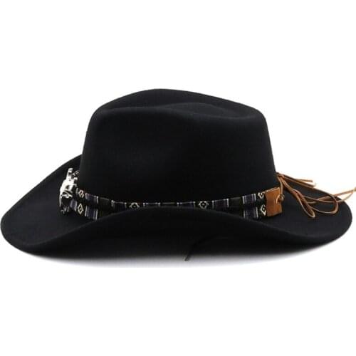 Big Brim Hat Cashmere Cow Head Western Cowboy Hat Jazz Top Hat Outdoor Casual G5AE