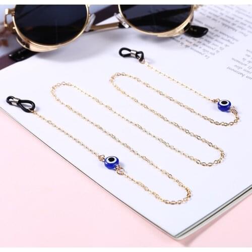 Blue Crystal Beads Glasses Lanyard Rope Lucky Turkish Eye Chain Eyeglasses Cord Sunglasses Strap Holder Neck Band Eyewear