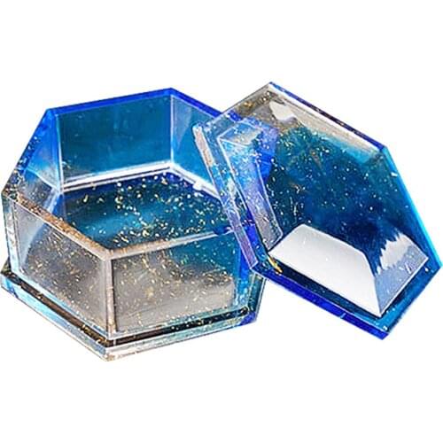DIY creative Craft Silicone Hexagon Jewellery Storage Box Container Mold Resin Making Mould Casting home handmade accessories