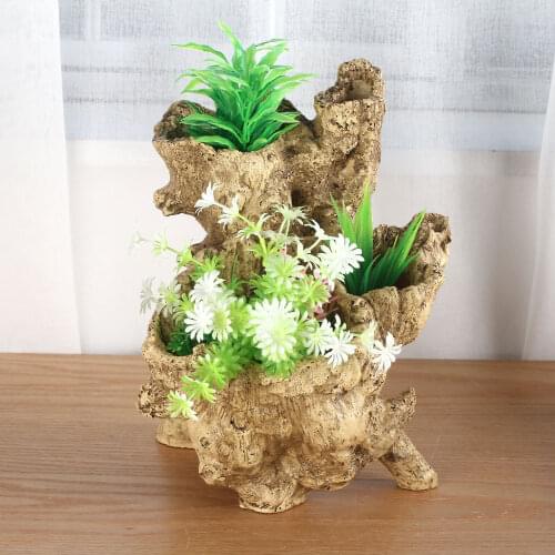 Resin flower pot with 4 holes,Can be used as a fish tank Decorations Hiding hole Habitat Cichlids sea bream shrimp reproduction