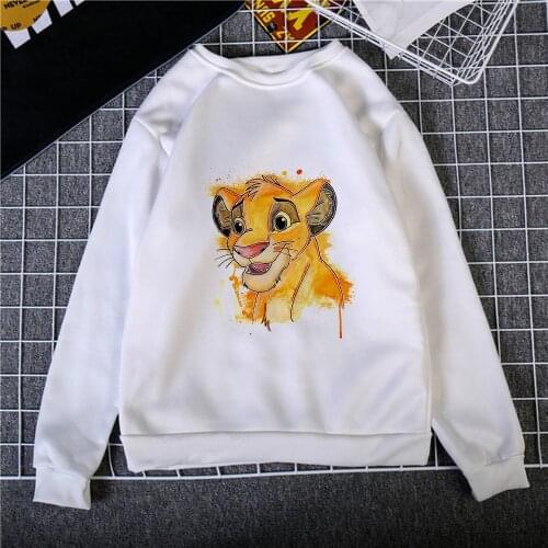 Disney Cute Simba Pullovers Blouses The Lion King Printed Clothing 2021 New Hoodies Spring Casual Brands Designer Sweatshirt