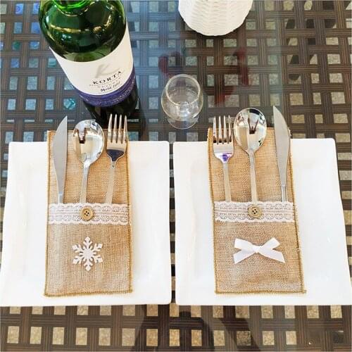 Navidad Table Decor Tableware Knife Fork Holder Bag Christmas Decorations for Home Noel Ornaments Natal New Year 2020 DIY Craft