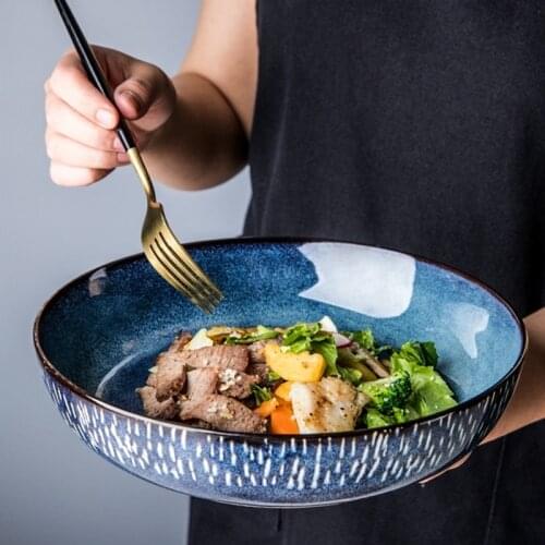 European-style tableware household ramen bowl ceramic shallow bowl large soup pot vegetable pot salad bowl plate