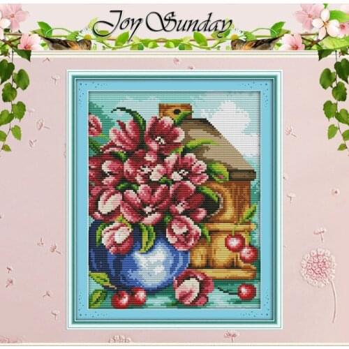 The tulip vases (3) Counted Cross Stitch 11CT 14CT Cross Stitch Set Wholesale Flower Cross-stitch Kit Embroidery Needlework