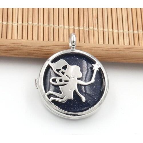 YJXP Silver Plated Round Bead with Hollow Butterfly Fairy Pendant For Party Blue Sand Stone Jewelry