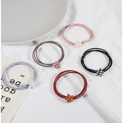 Hot Sale Five-Pointed Star Cloth Art Small Band Rope Head Contracted Pure Small Girl Pretty Heart Hair Rope Headdress