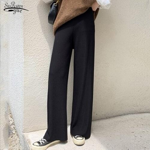 Autumn New High Waist Solid Sweatwear Women Pantalon Femme Woman Pants Trousers Winter Pants Straight Solid Wide Leg Pants 11390
