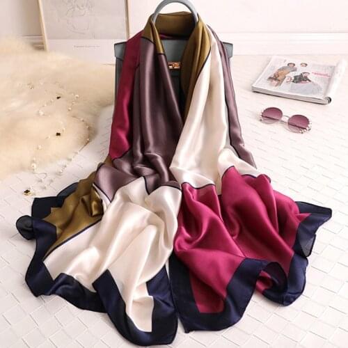 2021 Summer Women Silk Scarf Luxury Color Matching Beach Hijab Female Foulard Echarpe Bandana Free Shipping New Shawls And Wraps