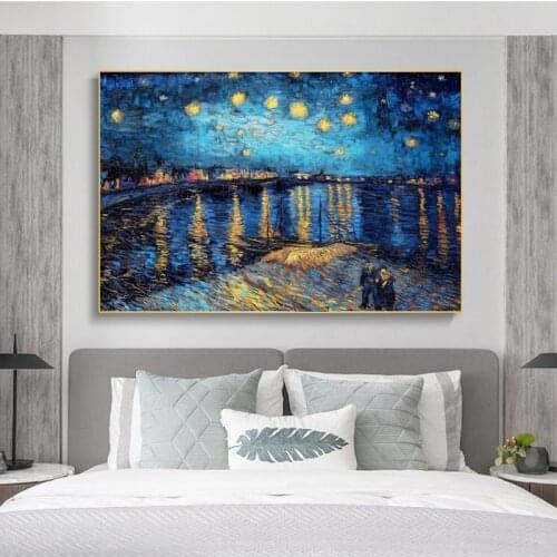 Starry Night Over the Rhone By Van Gogh Canvas Paintings On the Wall Art Posters And Prints Impressionist Art Pictures Cuadros