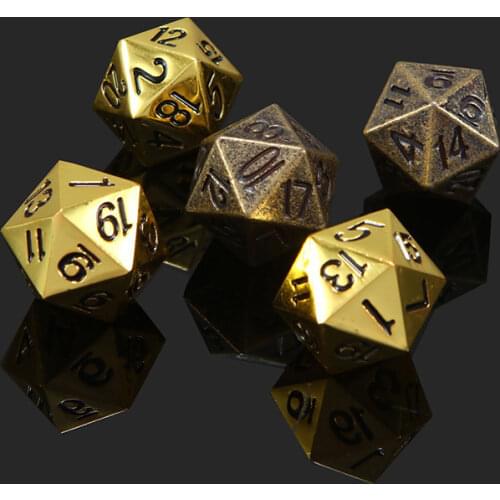1 Piece Gold/Bronze Metal Funny Dice Standard 20 Sided Decider Board Game Acessorios