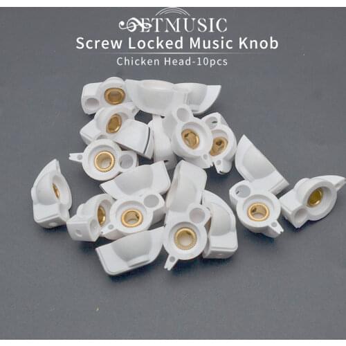10Pcs 1/4" Shaf 6.4mm shaft Guitar Effects Pedal Pointer knob Chicken Head guitar pedal Knob White Set Screw