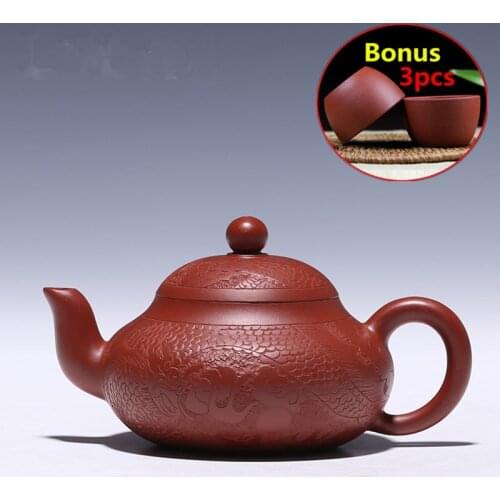 150ML Kung Fu Tea Set Yixing Teapot Handmade Authentic Purple Clay Chinese Zisha Bonus 3 Tea Cups Ceramic Pot Kettle Gift Box