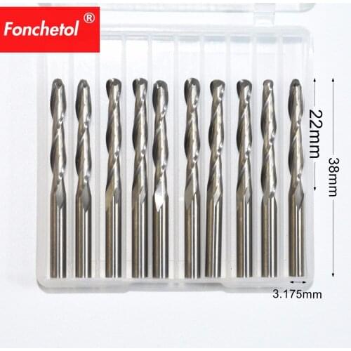 3.175mm*22mm,Freeshipping CNC solid carbide End Mill,tungsten 2 flutes ball nose router bit,wood tools,Relief Milling Cutter